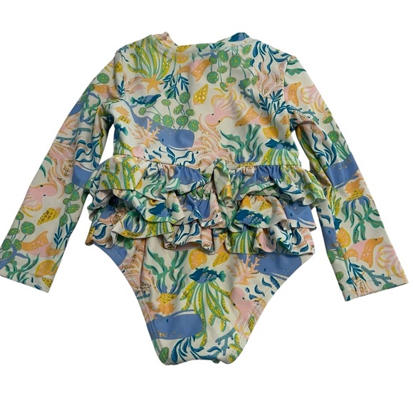 Tommy Bahama 24M Girls Rashguard Swimsuit | Whales Ruffles UPF 50+ - Picture 5 of 5